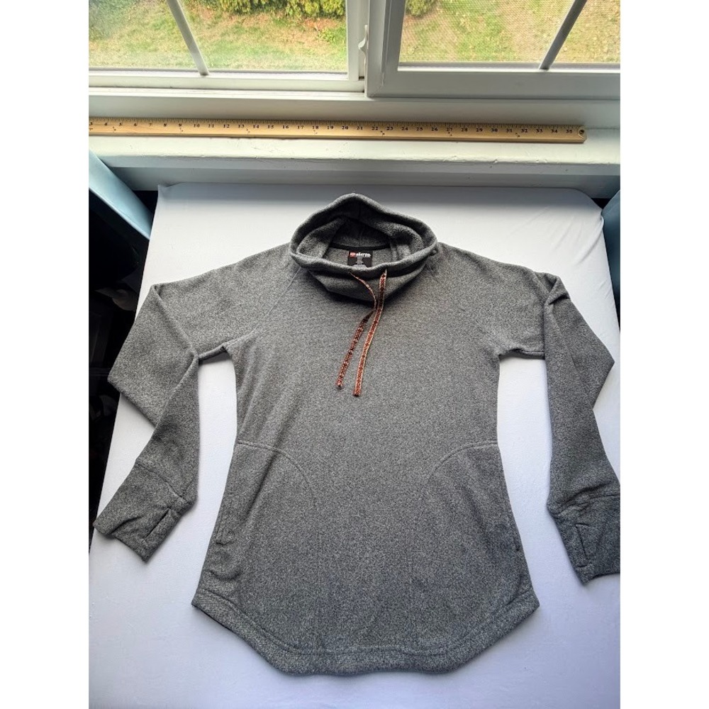 Sherpa Adventure Gear Womens Gray Fleece Cowl Neck Pullover Thumbholes Small